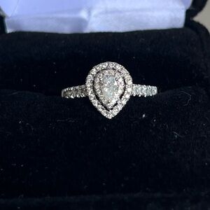Diamond Engagement Ring 1 ct tw Pear & Round 14K White Gold
